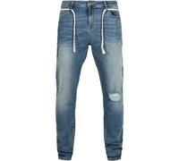 Urban Classics Jeans Slim Fit con Coulisse Pantaloni, Mid Heavy Destroyed Lavato, 28W x 32L Uomo