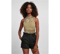 URBAN CLASSICS Body Donna in Pizzo, Top in Pizzo Sexy Smanicato per Donna, Collo a Lupetto, Body Colore khaki, Taglia XL