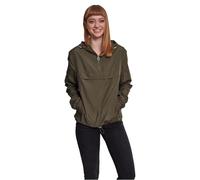 Urban Classics Ladies Basic Pull Over Jacket Giacca a Vento da Donna, Giacca da Pioggia con Cappuccio, Impermeabile a Maniche Lunghe, Leggero e Idrorepellente, Verde (Dark Olive), L