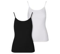 Urban Classics Ladies Basic Tank Top Cotton 2-Pack Donna Top Nero 95% Cotone, 5% Spandex Regular