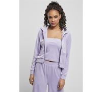 Urban Classics Ladies Breve Velvet Felpa con Cappuccio e Zip Giacca Corto Taglio