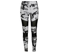 URBAN CLASSICS Leggings Donna Motivo Mimetico con Retina Trasparente, Camo Tech Mesh, Materiale Opaco - Pantaloni Sportivi, Taglia: 5XL Colore snowcamo