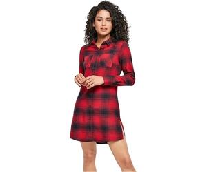 Urban Classics Ladies Check Shirt Dress Donna Miniabito Nero/Rosso