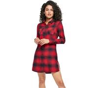 Urban Classics Ladies Check Shirt Dress, Vestito Donna, Nero (Dark Blue Red), L