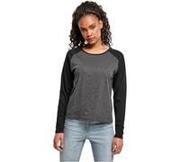 Urban Classics Ladies Contrast Raglan Longsleeve T-Shirt, Carbone/Nero, M Donna