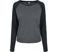 Urban Classics Ladies Contrast Raglan Longsleeve T-Shirt, Carbone/Nero, XXXXXL Donna