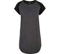Urban Classics Ladies Contrast Raglan Tee Dress Vestito Casual, Carbone/Nero, L Donna