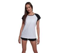 Urban Classics Ladies Contrast Raglan Tee Maglietta, Donna, Bianco/Nero, L