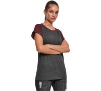 Urban Classics Ladies Contrast Raglan Tee Maglietta, Donna, Grigio (Charcoal/Red Wine 02252), L