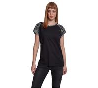 Urban Classics Ladies Contrast Raglan Tee Maglietta, Donna, Nero (Black/Dark Camo 01308), XL