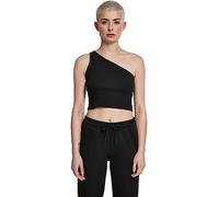 Urban Classics Ladies Cropped Asymmetric Top Donna Top Nero XL 97% Cotone, 3% Spandex Regular