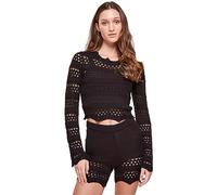 Urban Classics Ladies Cropped Crochet Knit Sweater Maglia di Tuta, Black, L Donna