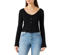 Urban Classics Ladies Cropped Rib Cardigan Maglia di Tuta, Nero, XS Donna