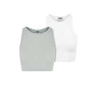Urban Classics Ladies Cropped Rib Top 2 Pack Canottiera, Frostmint+Bianco, S Donna