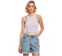 Urban Classics Ladies Cropped Rib Top Donna Top Marrone 97% Cotone, 3% Spandex Regular