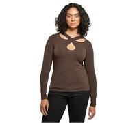 Urban Classics Ladies Crossed Cut Out Longsleeve, T-shirt, Donna, Marrone (Brown), XS