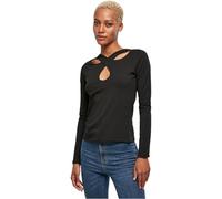 Urban Classics Ladies Crossed Cut Out Longsleeve, T-shirt, Donna, Nero (Black), S