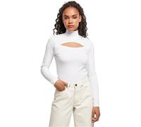 Urban Classics Ladies Cut-out Turtleneck Longsleeve, T-shirt Donna, Bianco, XL