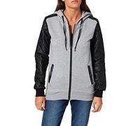 Urban Classics Ladies Diamond Leather Imitation Sleeve Zip Hoody Felpa, Multicolore (Gry/Blk 119), Medium Donna