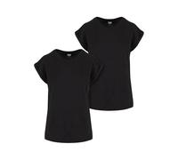 Urban Classics Ladies Extended Shoulder Tee 2 Pack, Maglietta Donna, Nero, XS
