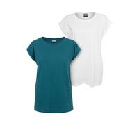 Urban Classics Ladies Extended Shoulder Tee 2-Pack, T-shirt, Donna, Multicolore (Teal+White), S