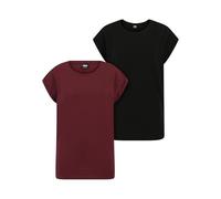 Urban Classics Ladies Extended Shoulder Tee 2-Pack, T-shirt, Donna, Rosso (Cherry+Black), L