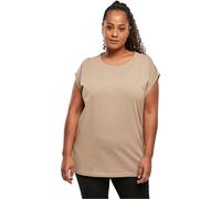 URBAN CLASSICS t-shirt da Donna con Manica Arrotolata, Maglietta a Maniche Corte da Donna in Cotone, Tee Shirt con Scollo Rotondo e Spalle Arrotondate, Colore: Rosso Ciliegia, Taglia: XXL