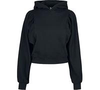 Urban Classics Ladies Organic Gathering Batwing Hoody Felpa con Cappuccio, Nero, L Donna