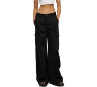 Urban Classics Ladies High Cintola Wide Gamba Twill Cargo Pantaloni Tasche Loose