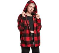 Urban Classics Ladies Hooded Oversized Check Sherpa Jacket Giacca, Multicolore (Firered/Blk 01440), XXXX-Large Donna