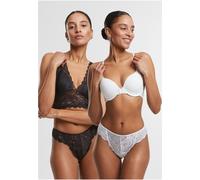 Urban Classics Ladies Ladies Allover Lace Tanga 2-Pack TB7847A L Nero