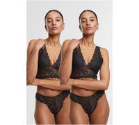 Urban Classics Ladies Ladies Allover Lace Tanga 2-Pack TB7847A S Nero