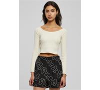 Urban Classics Ladies Ladies Short Rib Wide V-Neck Longsleeve Whitesand 5XL Beige