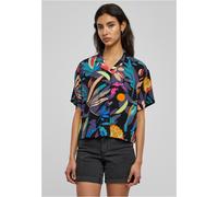 URBAN CLASSICS Camicia Donna Estiva a Manica Corta in Viscosa, Camicia Hawaiana Donna con Motivo Floreale, Chiusura a Bottoni, Taglie XS - 5XL