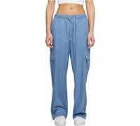 Urban Classics Ladies Light Denim Cargo Pants, Pantaloni Donna, Skyblue Washed,