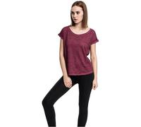 Urban Classics Ladies Long Back Shaped Spray Dye Tee, T-Shirt, Donna, Rosso (Burgundy 606), M
