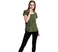 Urban Classics Ladies Long Back Shaped Spray Dye Tee, T-Shirt, Verde (olive), M
