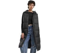 Urban Classics Tb7007-ladies Long Hooded Puffer Vest Gilet, Nero, M Donna
