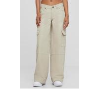 Urban Classics Ladies Low Waist Cargo Denim Pantaloni, Offwhite Raw, 34 Donna