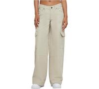 Urban Classics Ladies Low Waist Cargo Denim Pantaloni, Offwhite Raw, 32 Donna