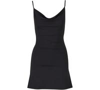 Urban Classics Ladies Mini Waterfall Neckline Dress Donna Miniabito Nero 93% Poliammide, 7% elasthane