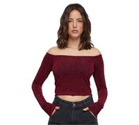 Urban Classics T-shirt off-shoulder manica lunga glitter Donna L Bordeaux