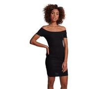 Urban Classics Ladies off Shoulder Rib Dress Donna Miniabito Nero 97% Cotone, 3% Spandex Regular