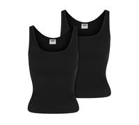Urban Classics Ladies Organic Basic Rib Top 2 Pack Canottiera, Nero e Nero, XS Donna