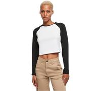 Urban Classics Ladies Organic Cropped Retro Baseball Longsleeve, T-shirt, Donna, Multicolore (White/Black), XS