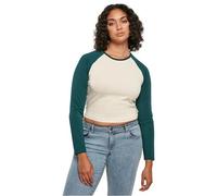 Urban Classics Ladies Organic Cropped Retro Baseball Longsleeve, T-shirt, Donna, Multicolore (Whitesand/Jasper), L