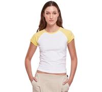 Urban Classics Ladies Organic Stretch Short Retro Baseball Tee T-Shirt, White/vintagesun, XL Donna