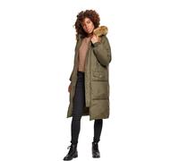 Urban Classics Ladies Oversize Faux Fur Puffer Coat Giacca, Multicolore (darkolive/Beige 01481), Small Donna