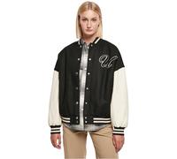 Urban Classics Ladies Oversized Big U College Jacket, Giacca, Donna, Nero (Black/Palewhite), XS