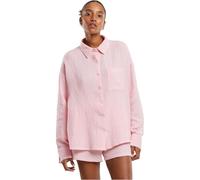 Urban Classics Ladies Oversized Musselin Blouse Donna Camicia Maniche Lunghe Nero Taglia Extra
